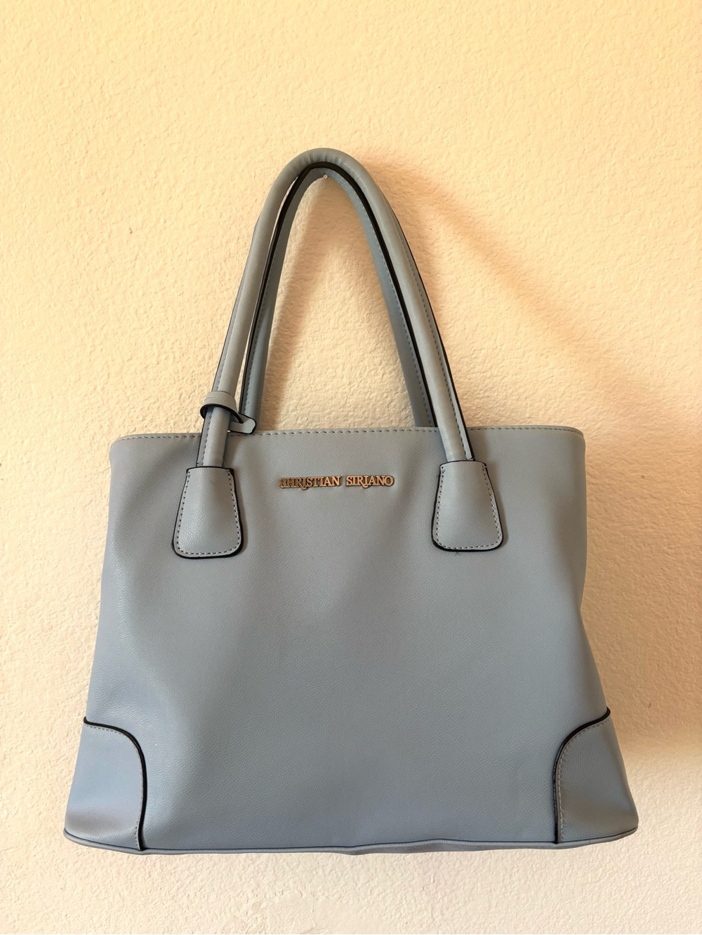 Christian Siriano Light Blue Structured Tote with Gold Logo